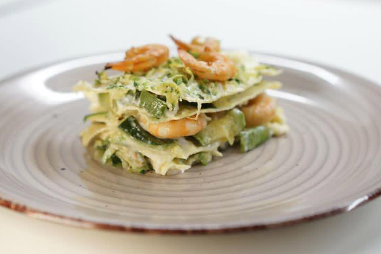 Pasticcio di verdure e gamberetti