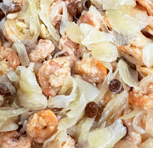 mazzancolle in saor, mazzoncolle in saor ricetta